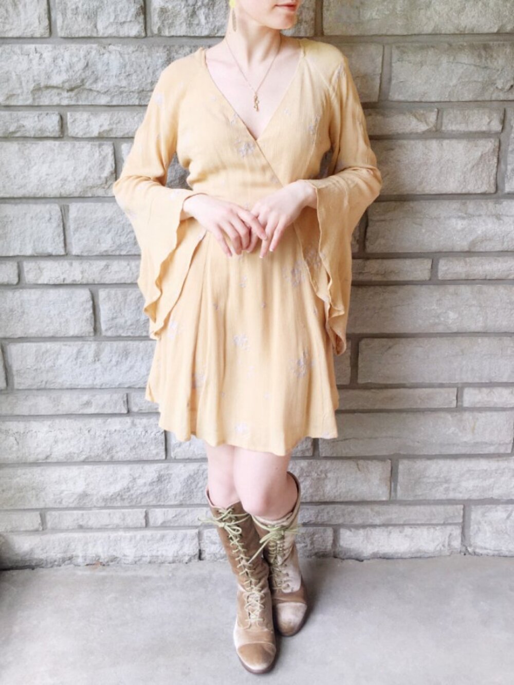 Free People - 'Jasmine' Mini Dress in Almond